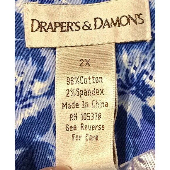 Floral Patchwork Jacket Drapers & Damons 2X Women Blue Green Cotton Blend Button - Picture 7 of 8